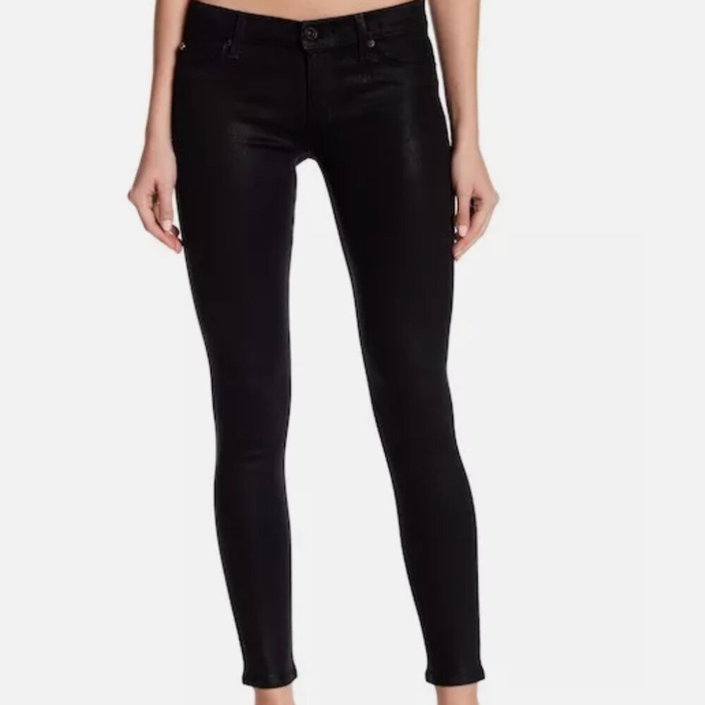 Hudson Krista Super Skinny "Noir Coated" Black Stretch Jeans